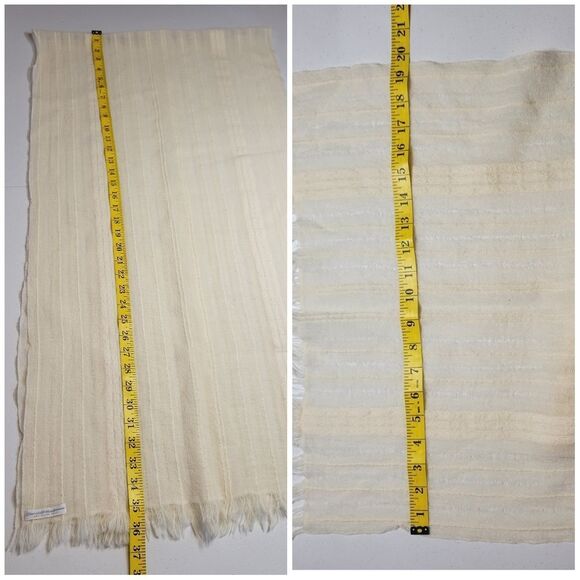 Churchill Handwoven Vintage Wool Scarf Elegant Cream Scarf - Picture 7 of 8